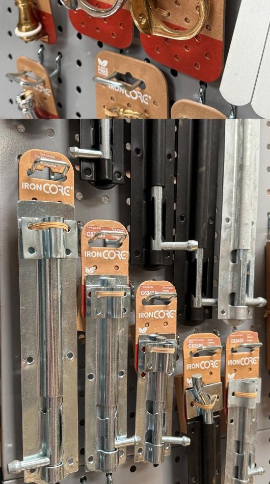 IronCore products on pegboard display